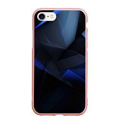 Чехол iPhone 7/8 матовый Черная и голубая текстура, цвет: 3D-светло-розовый
