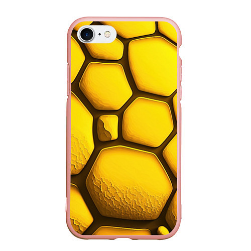 Чехол iPhone 7/8 матовый Желтые объемные плиты / 3D-Светло-розовый – фото 1