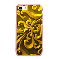 Чехол iPhone 7/8 матовый Желтый объемный узор, цвет: 3D-светло-розовый