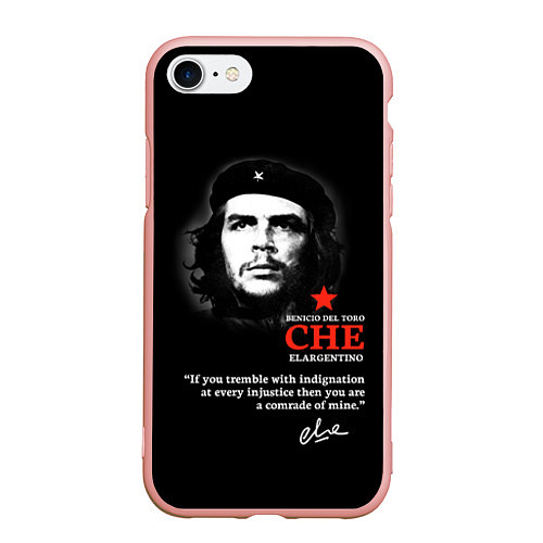 Чехол iPhone 7/8 матовый Che Guevara автограф / 3D-Светло-розовый – фото 1