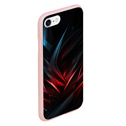 Чехол iPhone 7/8 матовый Black red abstract, цвет: 3D-светло-розовый — фото 2