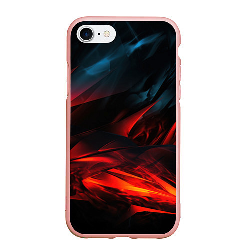 Чехол iPhone 7/8 матовый Red black abstract / 3D-Светло-розовый – фото 1