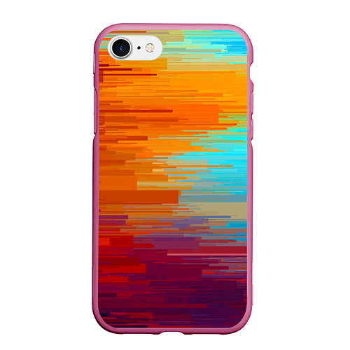 Чехол iPhone 7/8 матовый Цветной глитч / 3D-Малиновый – фото 1