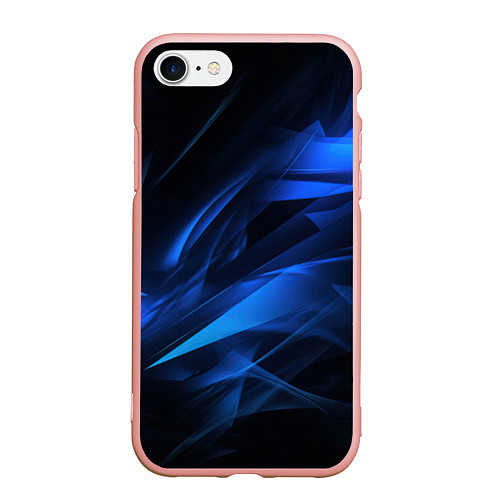 Чехол iPhone 7/8 матовый Black blue texture / 3D-Светло-розовый – фото 1