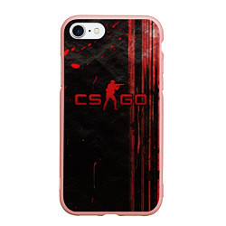 Чехол iPhone 7/8 матовый CS GO black red brushes, цвет: 3D-светло-розовый