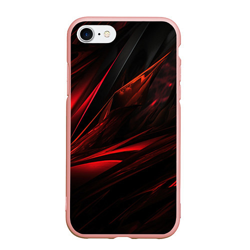 Чехол iPhone 7/8 матовый Black red background / 3D-Светло-розовый – фото 1