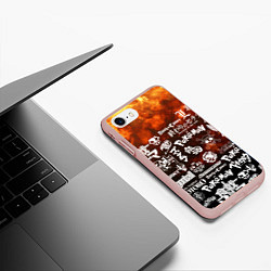 Чехол iPhone 7/8 матовый Огненные аниме паттерн, цвет: 3D-светло-розовый — фото 2