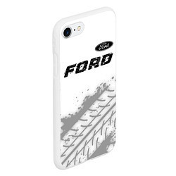 Чехол iPhone 7/8 матовый Ford speed на светлом фоне со следами шин: символ, цвет: 3D-белый — фото 2