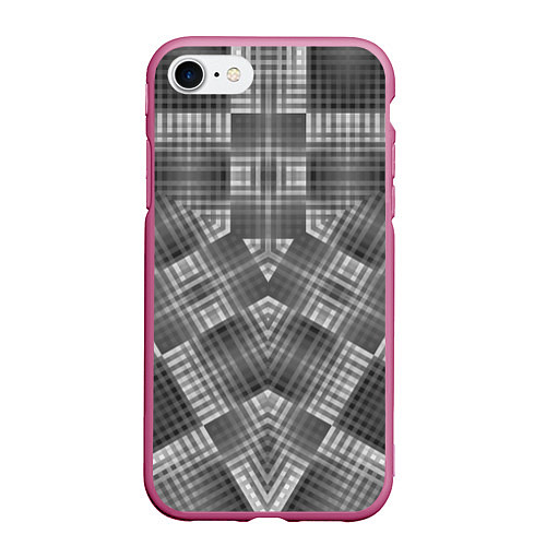 Чехол iPhone 7/8 матовый В серых тонах геометрический узор / 3D-Малиновый – фото 1