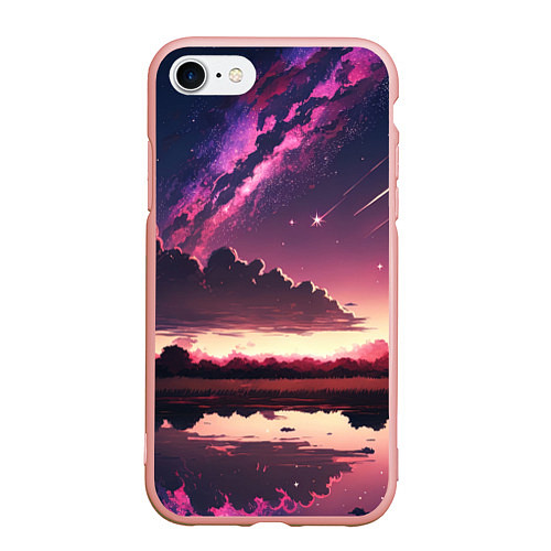 Чехол iPhone 7/8 матовый Аниме комета / 3D-Светло-розовый – фото 1