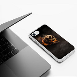 Чехол iPhone 7/8 матовый Горящий череп в дыму, цвет: 3D-белый — фото 2
