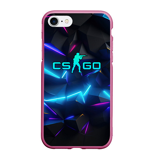 Чехол iPhone 7/8 матовый CS GO neon style / 3D-Малиновый – фото 1