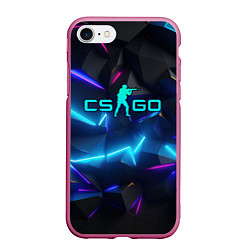 Чехол iPhone 7/8 матовый CS GO neon style, цвет: 3D-малиновый