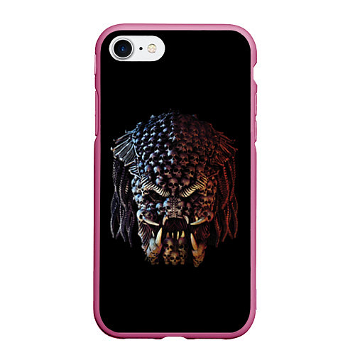 Чехол iPhone 7/8 матовый Predator - skull / 3D-Малиновый – фото 1