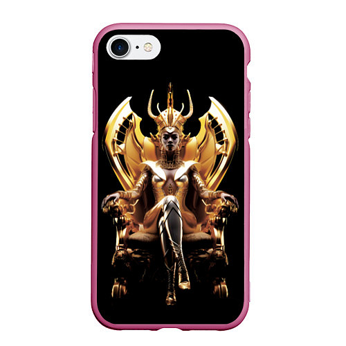 Чехол iPhone 7/8 матовый Египтянка на золотом троне / 3D-Малиновый – фото 1