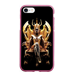 Чехол iPhone 7/8 матовый Египтянка на золотом троне, цвет: 3D-малиновый