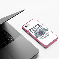 Чехол iPhone 7/8 матовый Тайга - из России с любовью, цвет: 3D-малиновый — фото 2