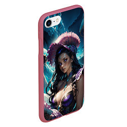 Чехол iPhone 7/8 матовый Девушка фэнтази с фиолетовыми волосами, цвет: 3D-малиновый — фото 2