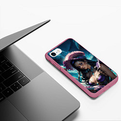Чехол iPhone 7/8 матовый Девушка фэнтази с фиолетовыми волосами, цвет: 3D-малиновый — фото 2