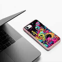 Чехол iPhone 7/8 матовый Космические зубастые монстры, цвет: 3D-светло-розовый — фото 2