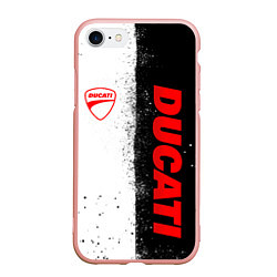 Чехол iPhone 7/8 матовый Ducati - двоичный, цвет: 3D-светло-розовый