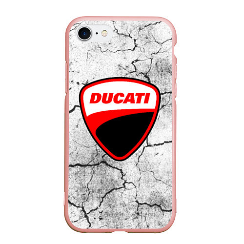 Чехол iPhone 7/8 матовый Ducati - потресканная земля / 3D-Светло-розовый – фото 1