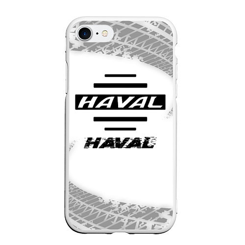 Чехол iPhone 7/8 матовый Haval speed на светлом фоне со следами шин / 3D-Белый – фото 1