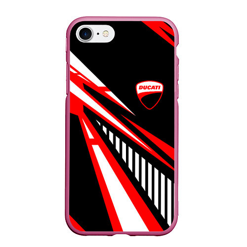 Чехол iPhone 7/8 матовый Ducati- красные абстрактные фигуры / 3D-Малиновый – фото 1