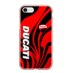 Чехол iPhone 7/8 матовый Ducati - red stripes, цвет: 3D-светло-розовый