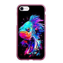 Чехол iPhone 7/8 матовый Бета рыба, цвет: 3D-малиновый