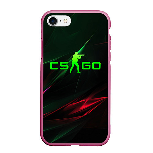 Чехол iPhone 7/8 матовый CSGO green logo / 3D-Малиновый – фото 1