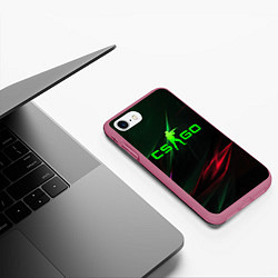 Чехол iPhone 7/8 матовый CSGO green logo, цвет: 3D-малиновый — фото 2