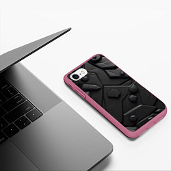 Чехол iPhone 7/8 матовый Черные объемные вставки, цвет: 3D-малиновый — фото 2