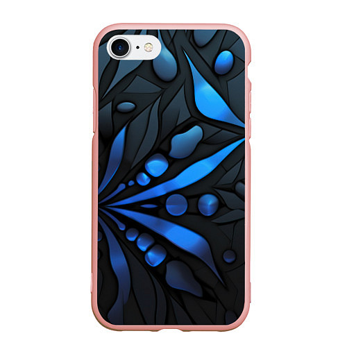 Чехол iPhone 7/8 матовый Black blue elements / 3D-Светло-розовый – фото 1