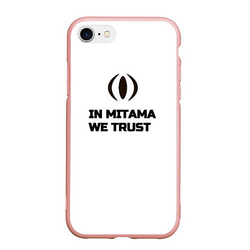 Чехол iPhone 7/8 матовый In Mitama we trust black and white / 3D-Светло-розовый – фото 1