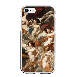 Чехол iPhone 7/8 матовый Дамы и цветы классицизм, цвет: 3D-белый