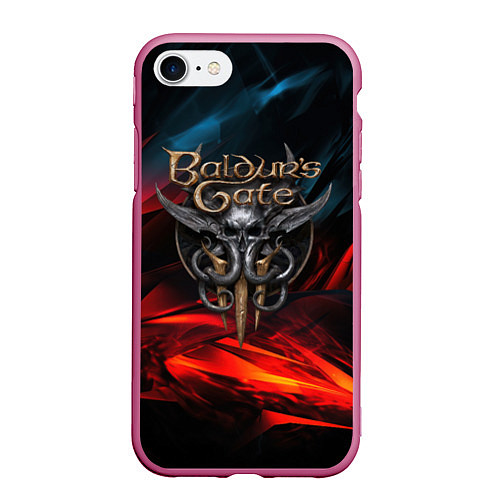 Чехол iPhone 7/8 матовый Baldurs Gate 3 logo / 3D-Малиновый – фото 1