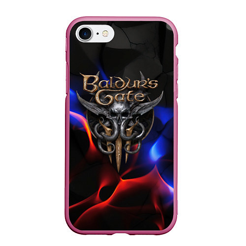 Чехол iPhone 7/8 матовый Baldurs Gate 3 blue red fire / 3D-Малиновый – фото 1