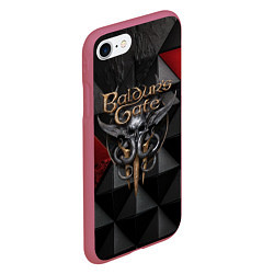 Чехол iPhone 7/8 матовый Baldurs Gate 3 logo red black, цвет: 3D-малиновый — фото 2