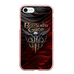 Чехол iPhone 7/8 матовый Baldurs Gate 3 logo dark red black, цвет: 3D-светло-розовый