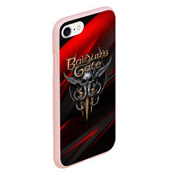 Чехол iPhone 7/8 матовый Baldurs Gate 3 logo geometry, цвет: 3D-светло-розовый — фото 2