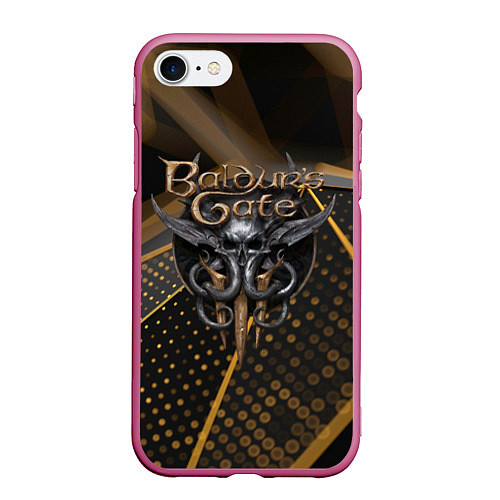 Чехол iPhone 7/8 матовый Baldurs Gate 3 logo dark gold geometry / 3D-Малиновый – фото 1