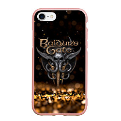 Чехол iPhone 7/8 матовый Baldurs Gate 3 logo dark gold logo, цвет: 3D-светло-розовый