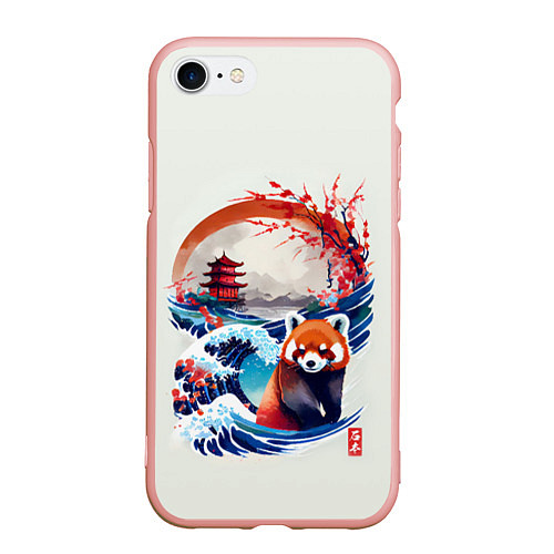 Чехол iPhone 7/8 матовый Красная панда на охоте / 3D-Светло-розовый – фото 1
