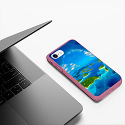 Чехол iPhone 7/8 матовый Другой волшебный мир за ледяной стеной, цвет: 3D-малиновый — фото 2