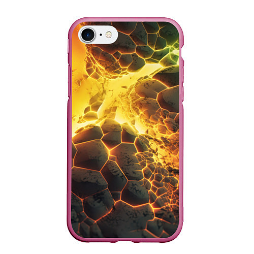 Чехол iPhone 7/8 матовый Разлом плит из лавы / 3D-Малиновый – фото 1