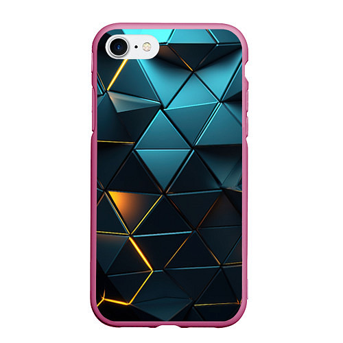 Чехол iPhone 7/8 матовый Объемные частицы с подсветкой / 3D-Малиновый – фото 1