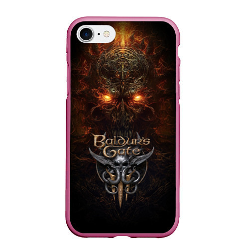 Чехол iPhone 7/8 матовый Baldurs Gate 3 logo / 3D-Малиновый – фото 1