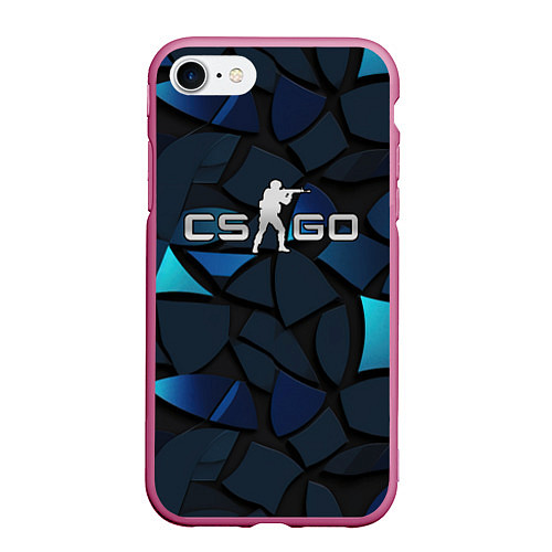 Чехол iPhone 7/8 матовый CS GO blue black elements / 3D-Малиновый – фото 1