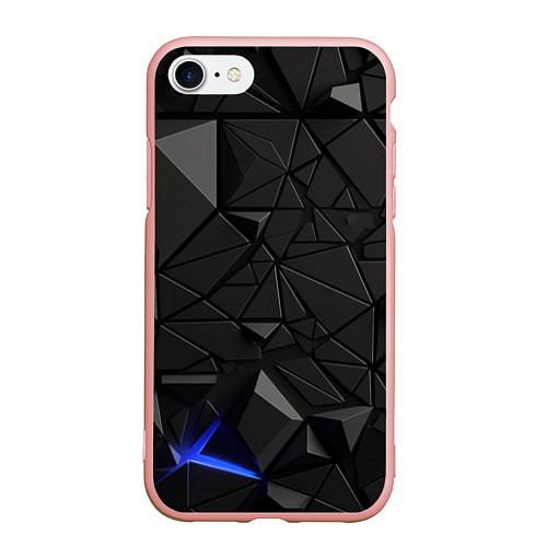 Чехол iPhone 7/8 матовый Черная объемная текстура / 3D-Светло-розовый – фото 1